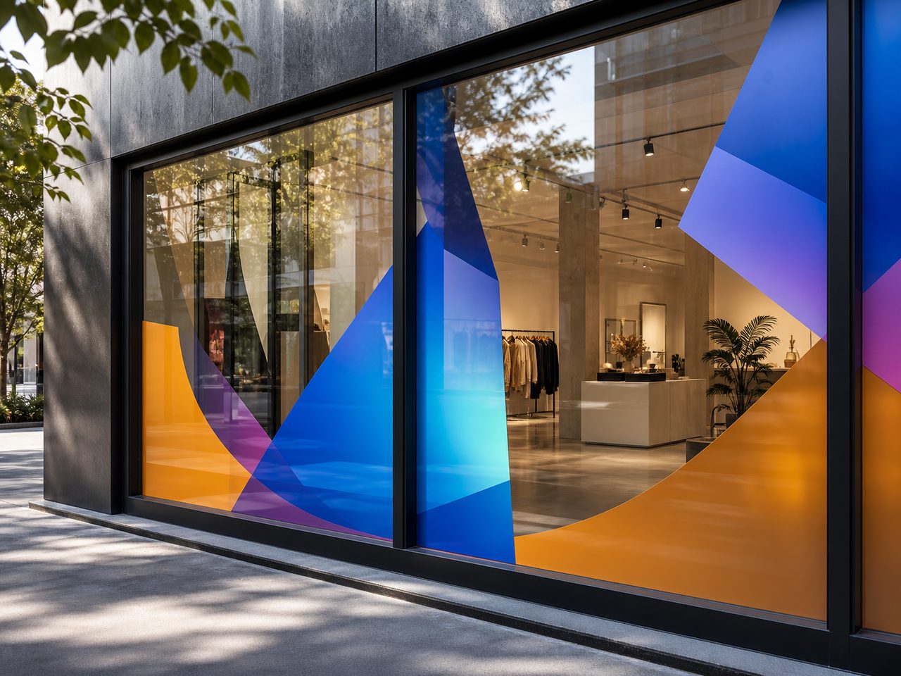 Vetrofania grafica applicata a una vetrina retail